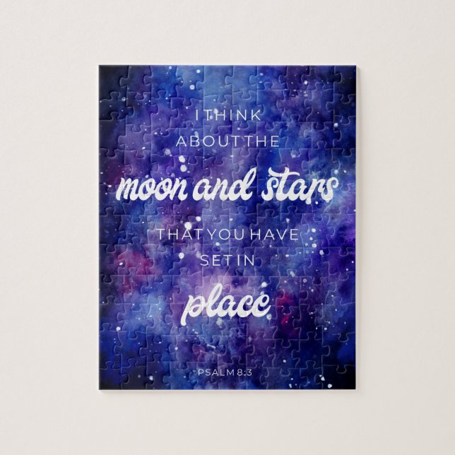 Christian Psalms Watercolor Galaxy Stars Bible Jigsaw Puzzle (Vertical)