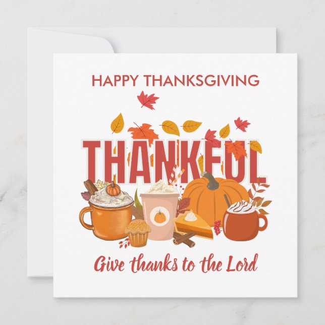 Christian Pumpkin THANKFUL Happy Thanksgiving Holiday Card (Front)