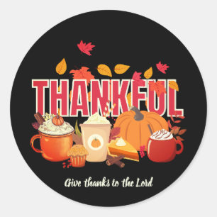 Christian Pumpkin THANKFUL Thanksgiving Classic Round Sticker