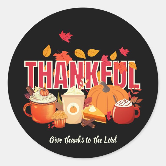 Christian Pumpkin THANKFUL Thanksgiving Classic Round Sticker (Front)