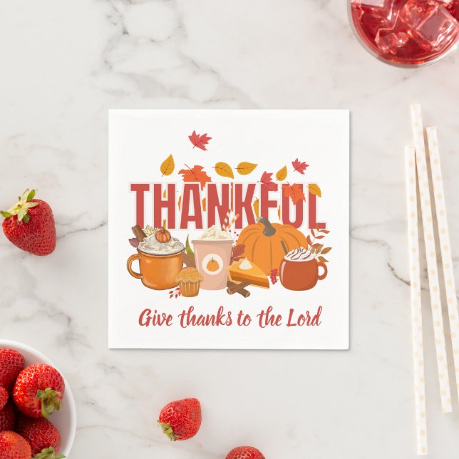 Christian Pumpkin THANKFUL Thanksgiving Napkin (Insitu)