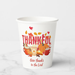 Christian Pumpkin Thanksgiving THANKFUL Paper Cups
