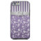 Christian Purple Silver Floral Stripes iPhone 6 ca