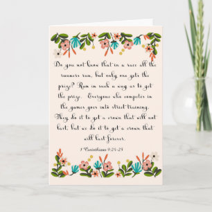 Christian Quote Art - 1 Corinthians 9:24-25 Holiday Card