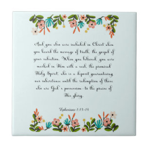 Christian Quote Art - Ephesians 1:13-14 Tile