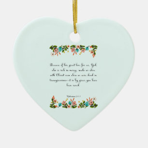 Christian Quote Art - Ephesians 2:4-5 Ceramic Tree Decoration