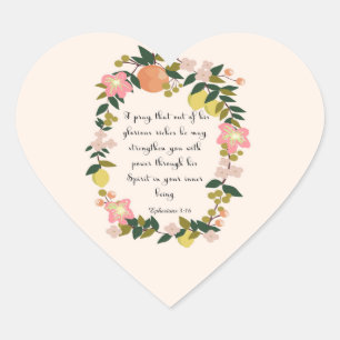 Christian Quote Art - Ephesians 3:16 Heart Sticker