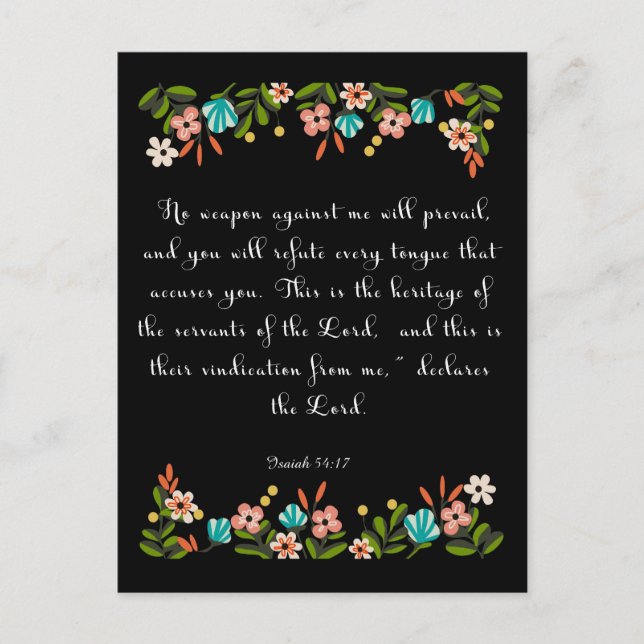 Christian Quote Art - Isaiah 54:17 Postcard (Front)