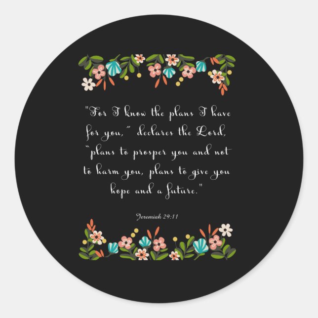 Christian Quote Art - Jeremiah 29:11 Classic Round Sticker (Front)