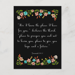 Christian Quote Art - Jeremiah 29:11 Postcard