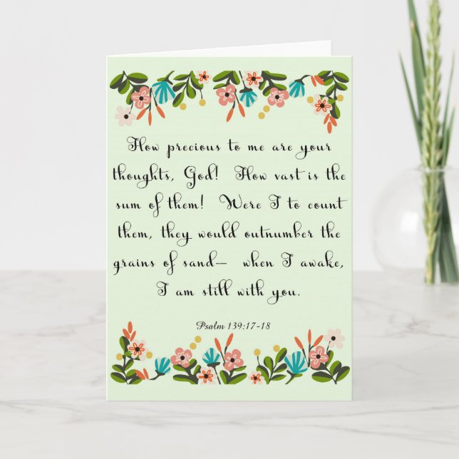 Christian Quote Art - Psalm 139: 17-18 Holiday Card (Front)