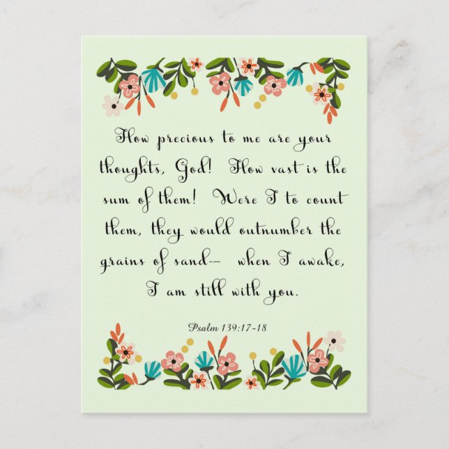Christian Quote Art - Psalm 139: 17-18 Postcard (Front)