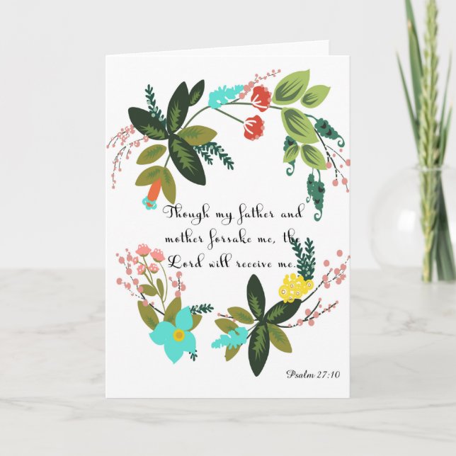 Christian Quote Art - Psalm 27:10 Holiday Card (Front)