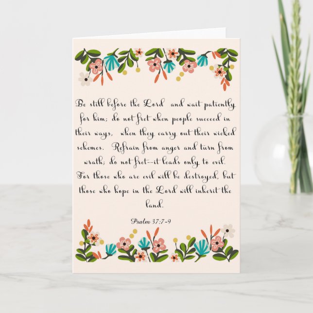 Christian Quote Art - Psalm 37:7-9 Holiday Card (Front)