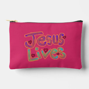 Christian Quote ‘Jesus Lives’ Custom Name Accessory Pouch