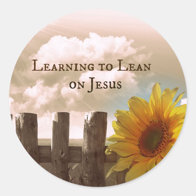 Christian Quote: Learning to Lean on Jesus Classic Round Sticker (Front)