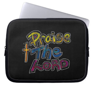 Christian Quote ‘Praise the Lord’ on Black  Laptop Sleeve