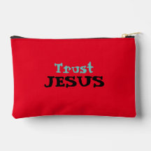 Christian Quote ‘Trust Jesus’ Floral on Red