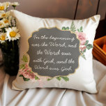 Christian Quote White Pillow<br><div class="desc">In the beginning was the Word,  and the Word was with God,  and the Word was God.
He was with God in the beginning.
Through him all things were made; without him nothing was made that has been made.

(John 1:1-3)</div>