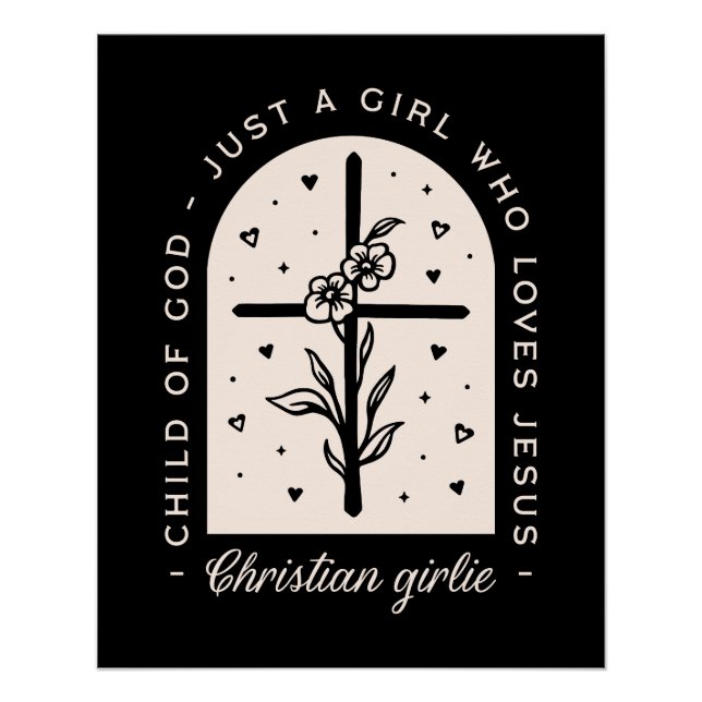 Christian quotes just a girl who loves Jesus black Poster (Front)