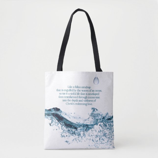 Christian Raindrop Gospel Love Quote Tote Bag (Front)