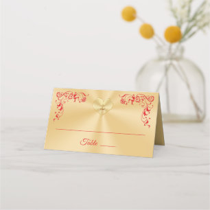 Christian Red and Gold gold Wedding Place Cards