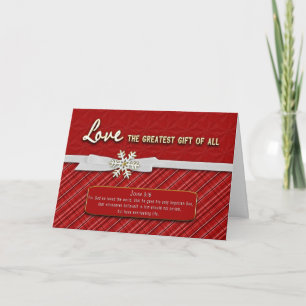 CHRISTIAN RED PLAID CHRISTMAS GREETING WITH VERSE HOLIDAY CARD