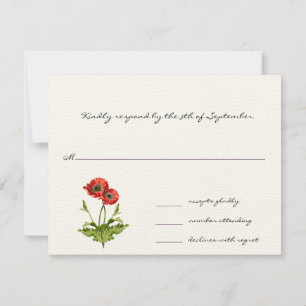 Christian Red Poppies Two Are Better Wedding RSVP Card