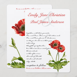 Christian Red Poppy Flower Wedding Invitation