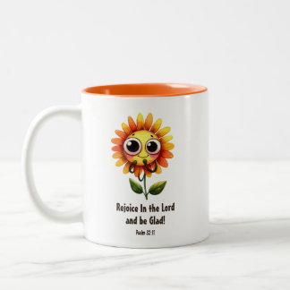 Christian Rejoice in the Lord Scripture Flower Two-Tone Coffee Mug