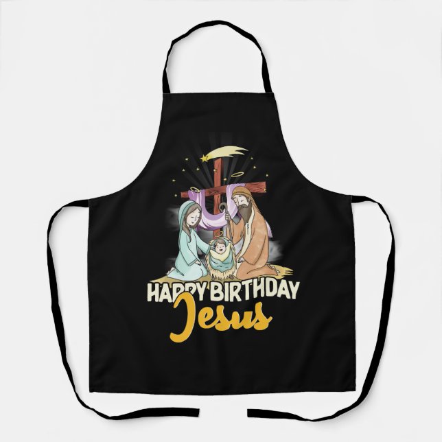 Christian Religion Christmas Church Happy Birthday Apron (Front)
