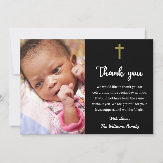 Christian Religious Baptism Christening Communion Thank You Card (Front)
