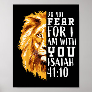Christian Religious Bible Verse Sayings Lion Fear Poster