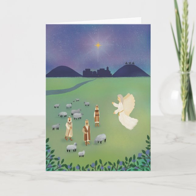 Christian Religious Christmas Luke 2 Shepherds  Holiday Card (Front)