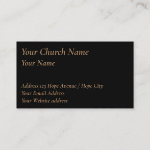 Christian Religious Classy Tan on Black Pastor Business Card