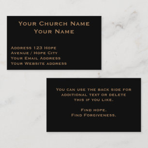 Christian Religious Classy Tan on Black Pastor Business Card
