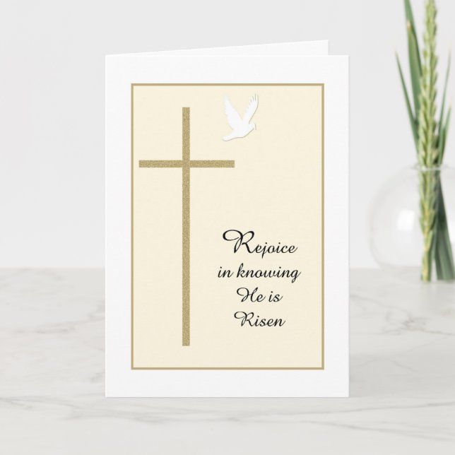 Christian Religious Easter Card -- Cross & Dove (Front)