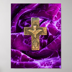Christian religious faith cross Holy Spirit purple Poster