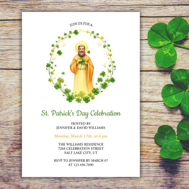 Christian Religious St Patricks Day Celebration Invitation (Religious St. Patrick’s Day Celebration Invitation | Christian Irish Event)