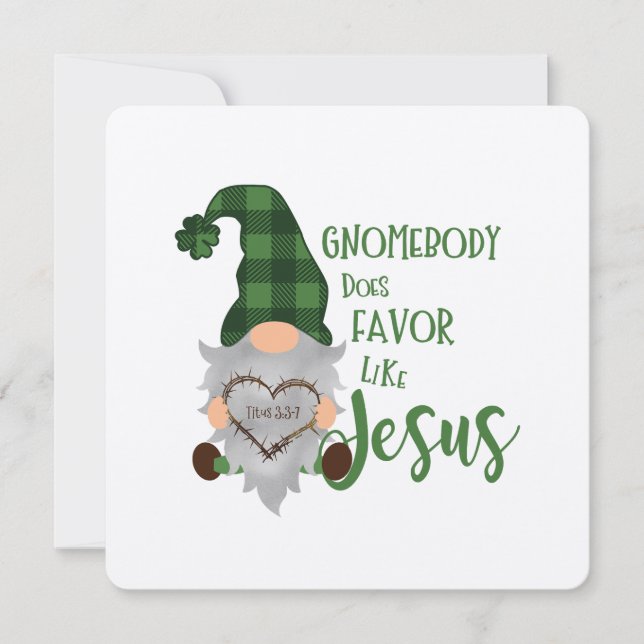 Christian Religious St. Patrick's Gnome Flat Card (Front)