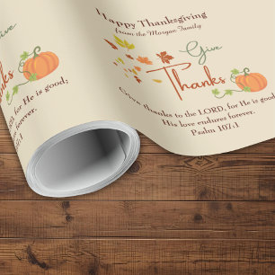 Christian Religious Thanksgiving Personalised Name Wrapping Paper