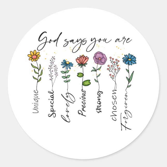 Christian Religious Wildflower Inspirational Faith Classic Round Sticker (Front)