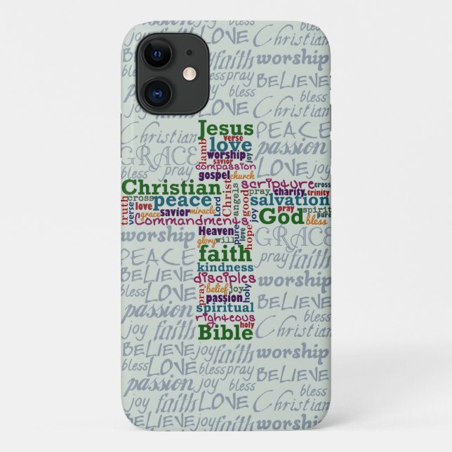 Christian Religious Word Art Cross Case-Mate iPhone Case (Back)