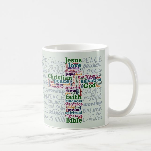 Christian Religious Word Art Cross Coffee Mug (Right)
