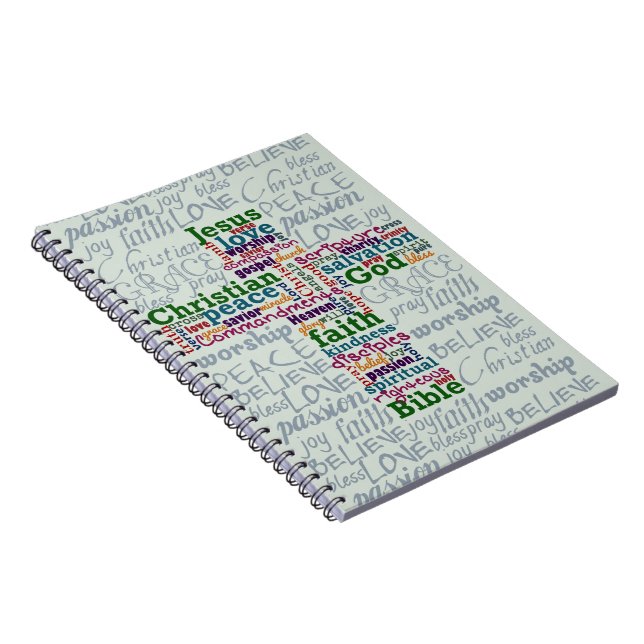 Christian Religious Word Art Cross Notebook (Right Side)