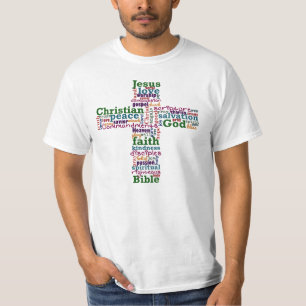 Christian Religious Word Art Cross T-Shirt