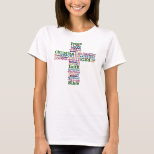 Christian Religious Word Art Cross T-Shirt