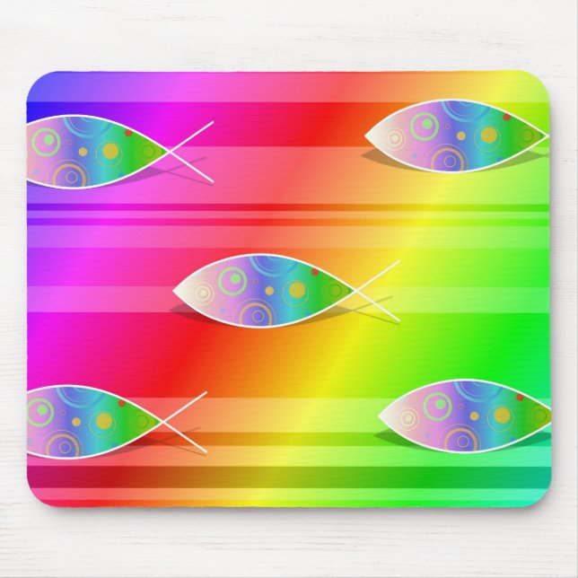 Christian Retro Fish Mouse Mat (Front)