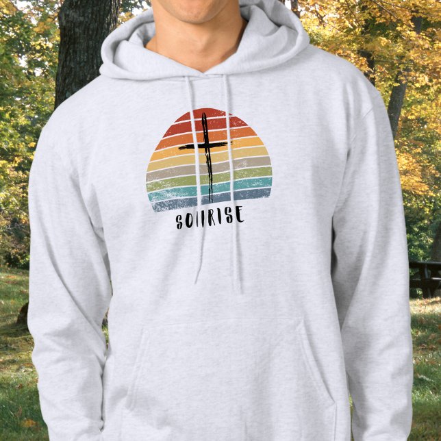  Christian Retro Sunrise-Sunset Cross    Hoodie (Creator Uploaded)