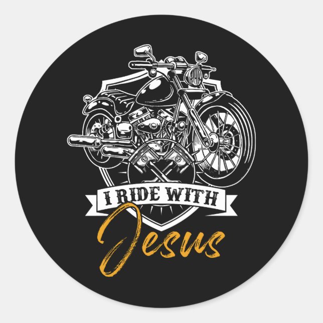 Christian Riding Motorcycle Biker Ride Jesus Faith Classic Round Sticker (Front)